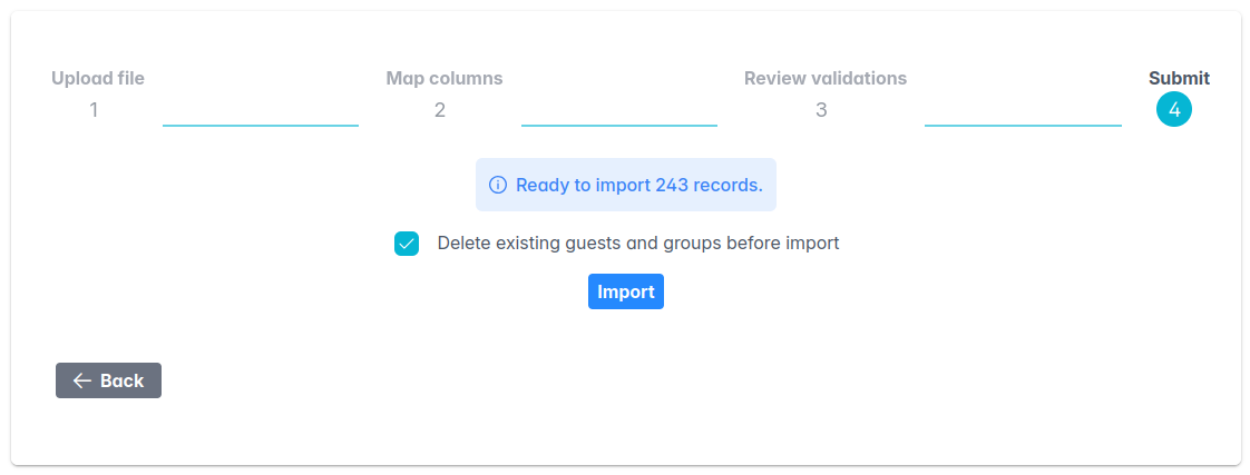 Submit step Screenshot of the fourth step, submit