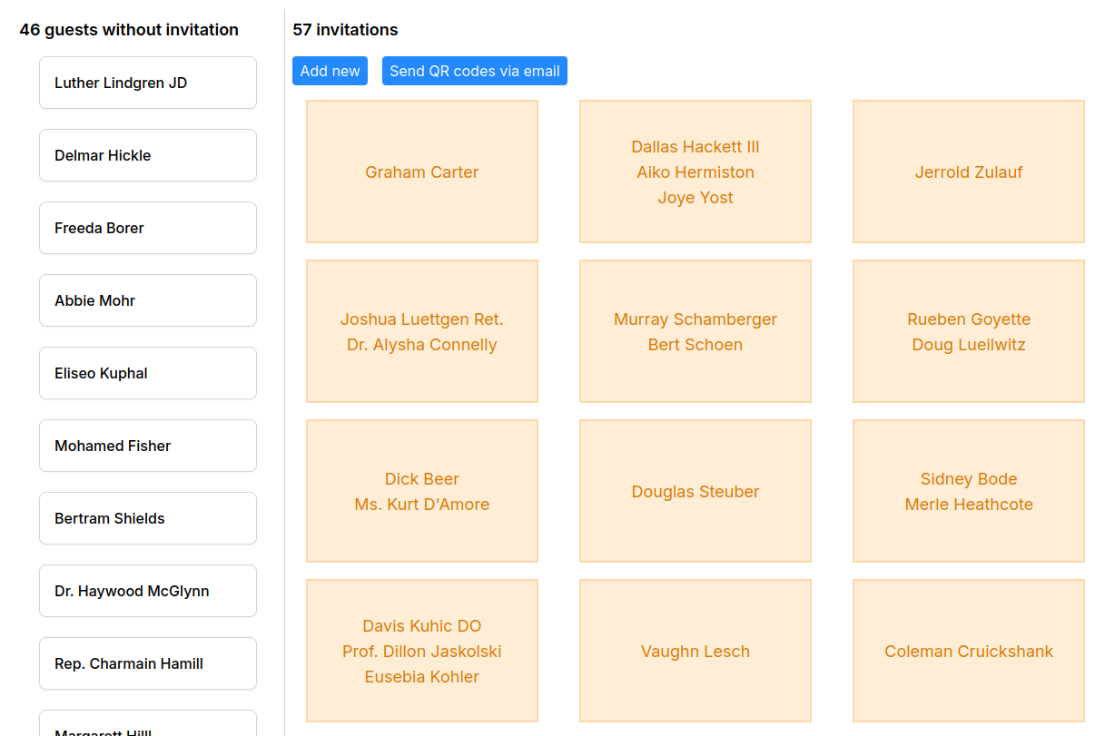 Invitations Screenshot of the invitations tab
