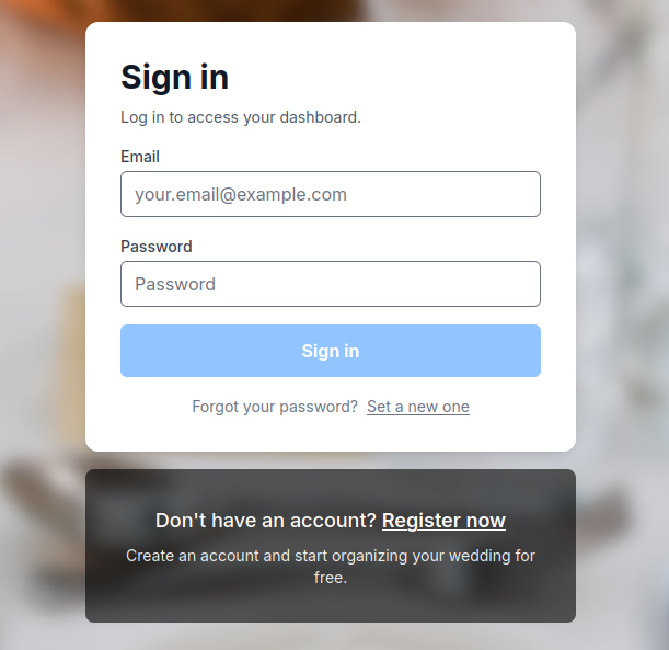 Screenshot of the login page