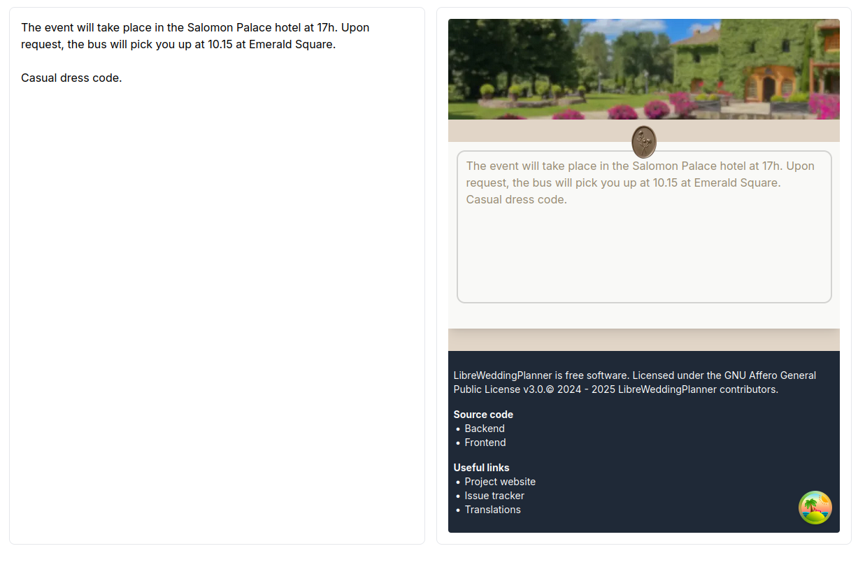 Website builder Screenshot of the website builder page